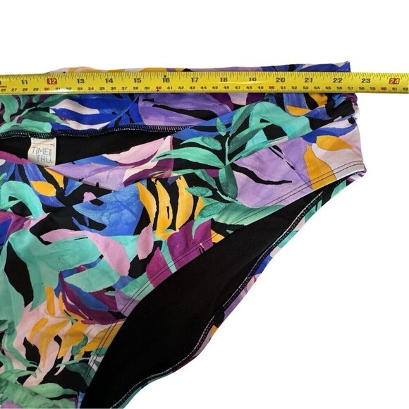TIME & TRU Mid-Rise V-Front Bikini Swim Bottoms 3X (24W-26W) Tropical Multi NEW‎ - Picture 9 of 13
